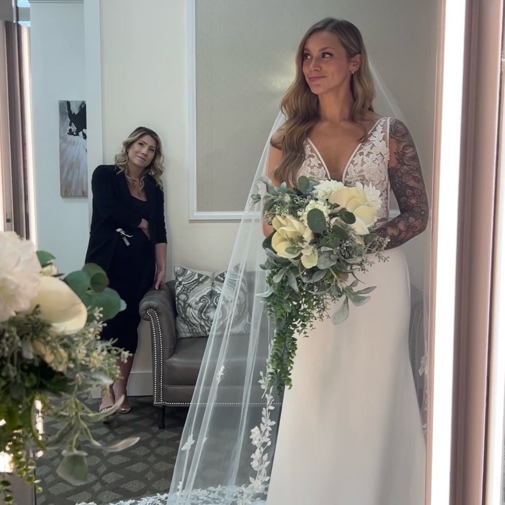 Elegant White Wedding Dress with Lace Details
